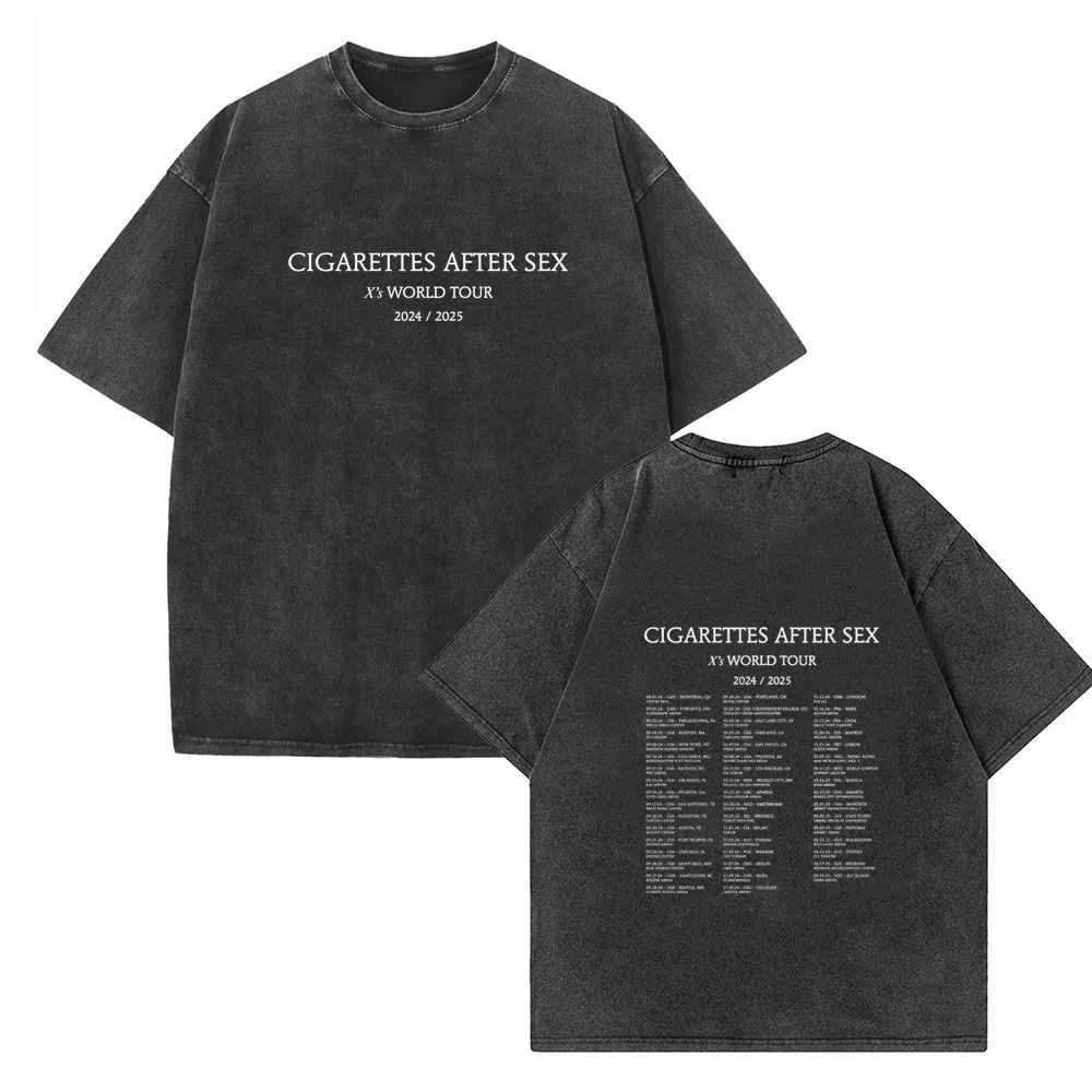 Cigarettes After Sex Xs World Tour 2024 Vintage Harajuku Summer Music Fans Gift Short Sleeve Cotton O-Neck Shirts Casual Unisex X250306