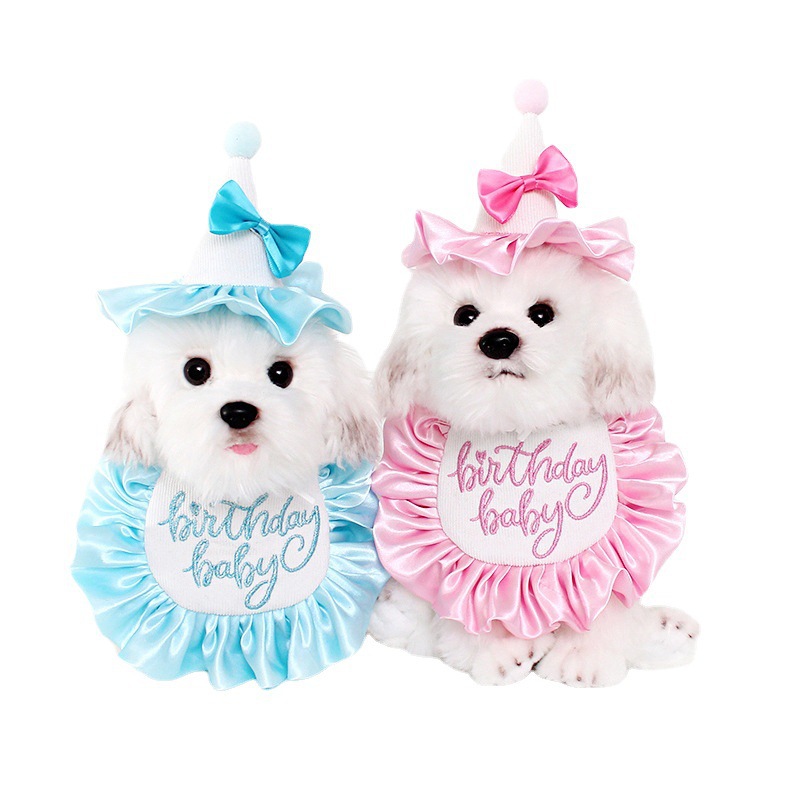 Lovely Style Dog Bandanas Party Accessories with Birthday Hat Pet Products Supplies Designer Dog Apparel