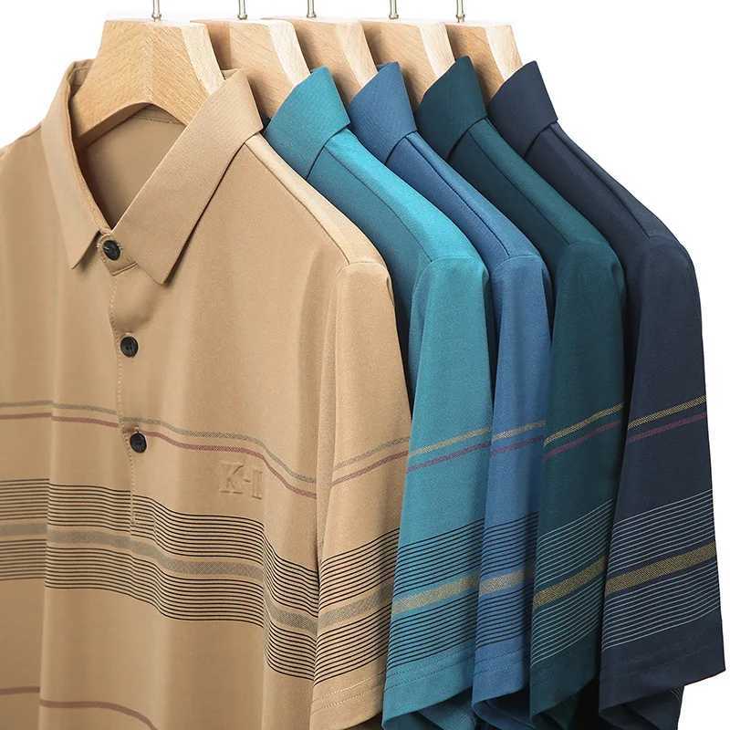 Summer Men Vintage Striped Polo Shirts Streetwear Fashion Male Clothes New Basic Short Sleeve Loose Business Casual Top X250306