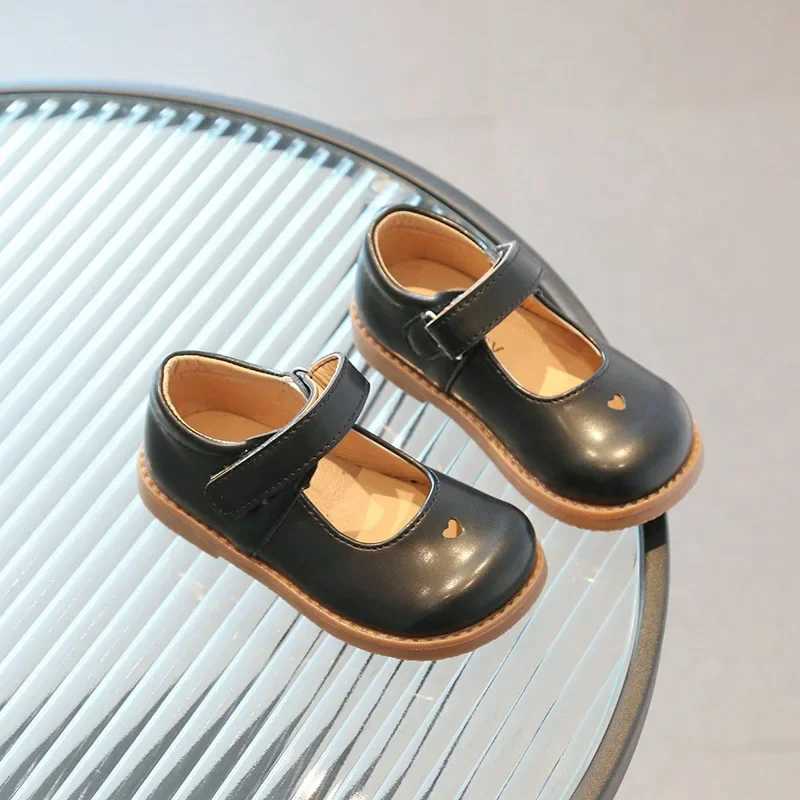 Girls Shoes 2024 Spring Autumn Children School Shoes Girls Mary Janes Flats Toddler Soft PU Leather Shoes For Girl Brown BlackT250306