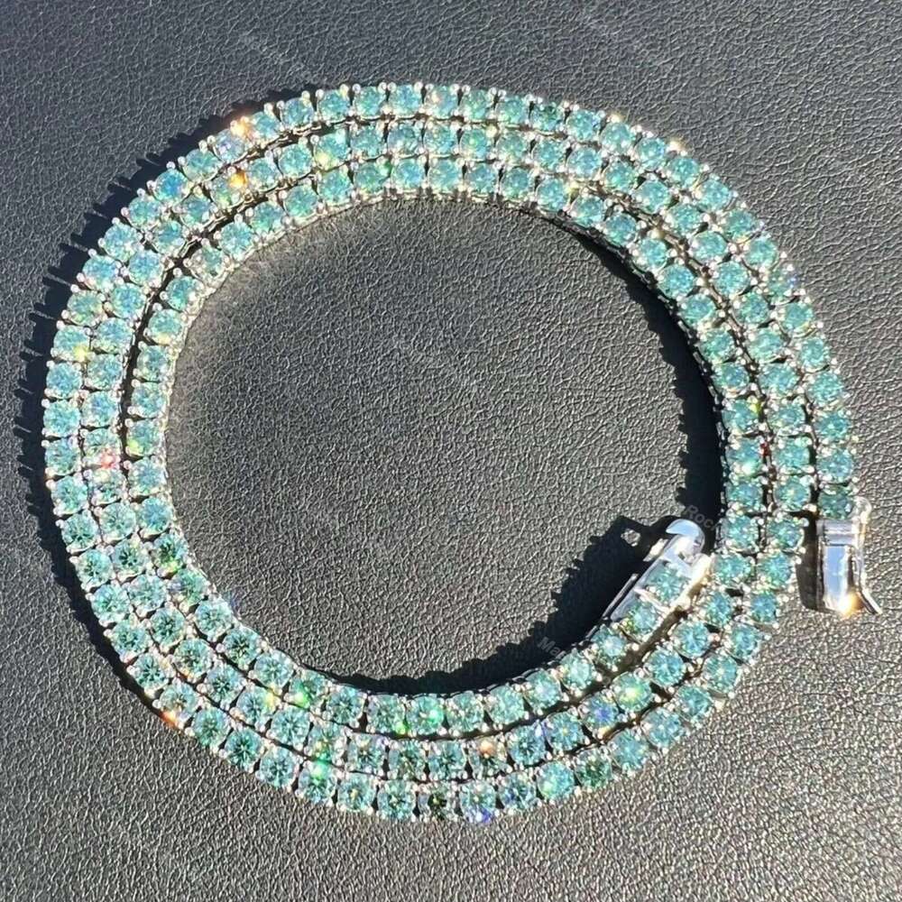For Men Sterg Sier 5Mm Womens Blue Vvs Dia Colorful Moissanite Tennis Chain