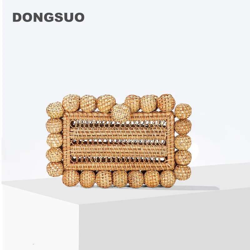 Women Natural Cane Bag Rattan Clutch Bag For Wedding Party Purse Summer Beach Wicker Handbag Designer 2024 New