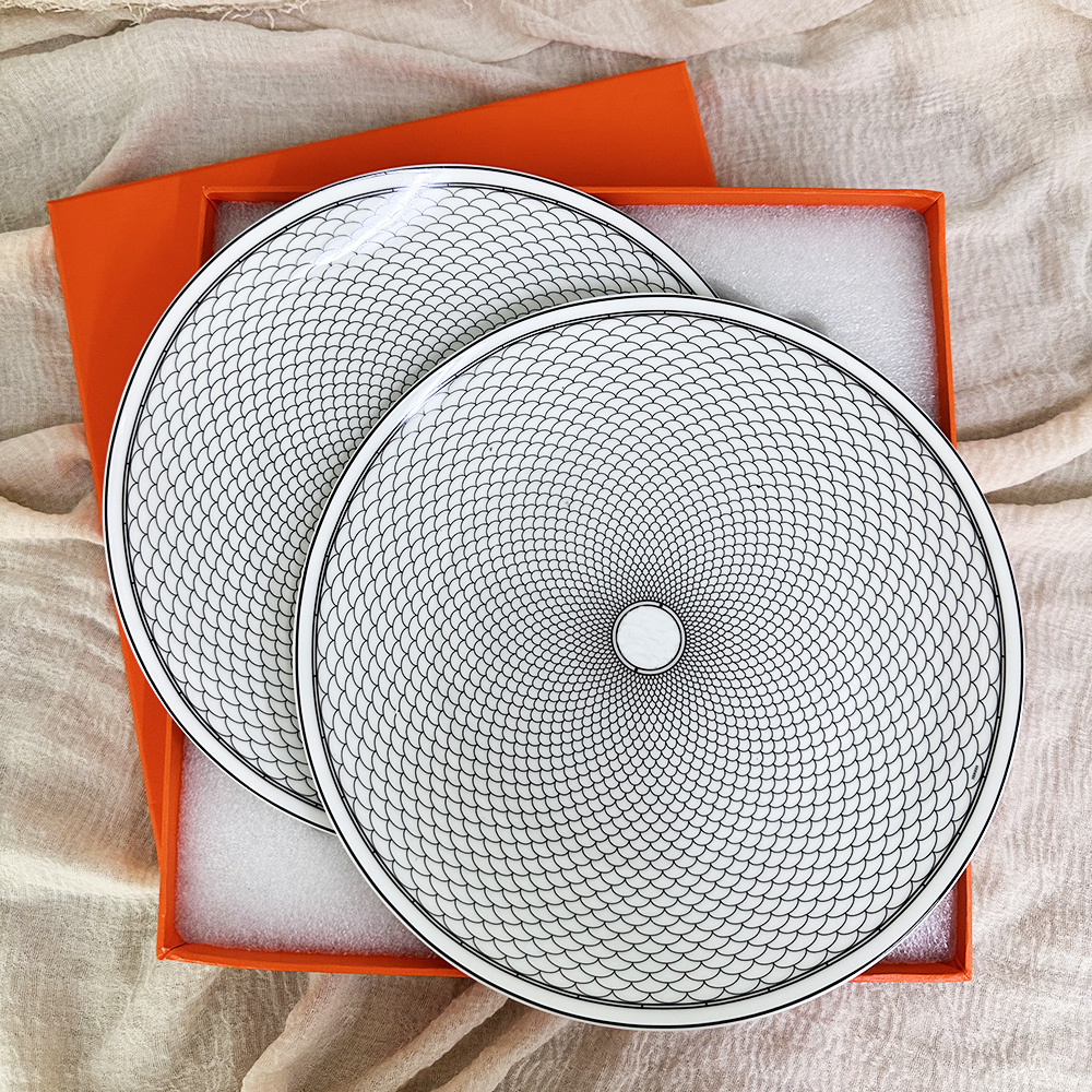 2 pcs 10 inch Nordic creative Hotel Western steak plate ceramic tableware set characteristic pattern household