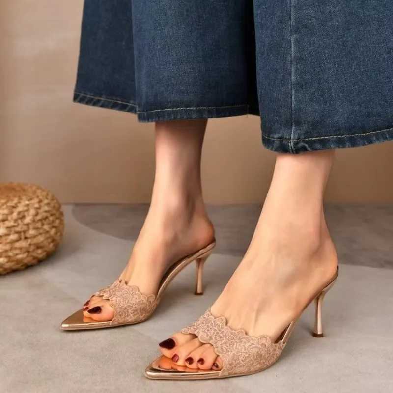 Summer High-heeled Slippers Wens Elegant New Sandals Stylish Stiletto H Luxury Designer High H Womens Shoes Y250306