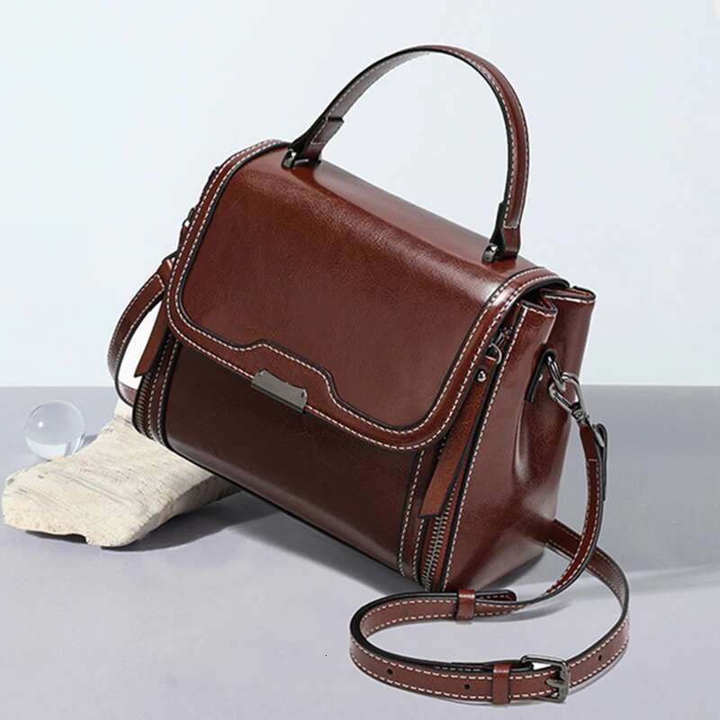 Cowhide Women's Tote Bag 2024 New Genuine Leather Shoulder Crossbody Bags High Quality Vintage Female Handbag 6241