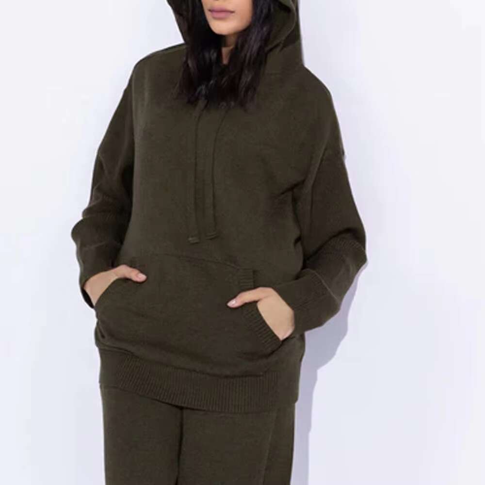 Cozy Full Sleeve Knitted Hodies Woman - Soft Cotton Fleece Sweatshirts With Hoods For Winter, Athleisure, & Casual Looks