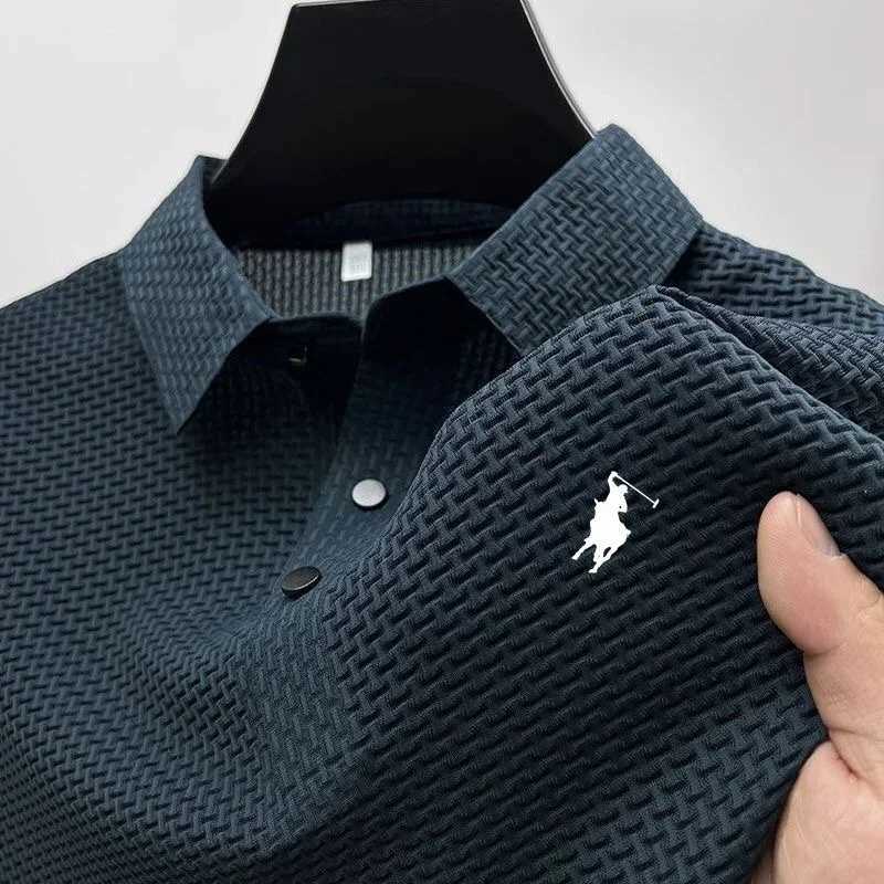 2025 new summer high quality casual mens ice silk short sleeve POLO shirt fashion outdoor comfortable breathable top T-shirt X250306