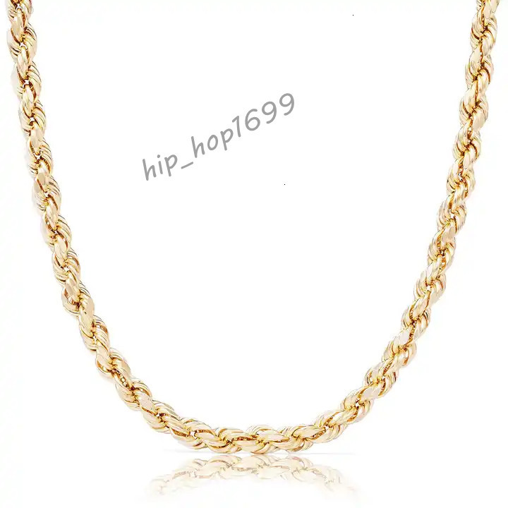 Wholesale Pure Gold Filled Real Solid 24k Solid Gold for Men Simple Style Rope Link Chains for Mens Hip Hop Necklace