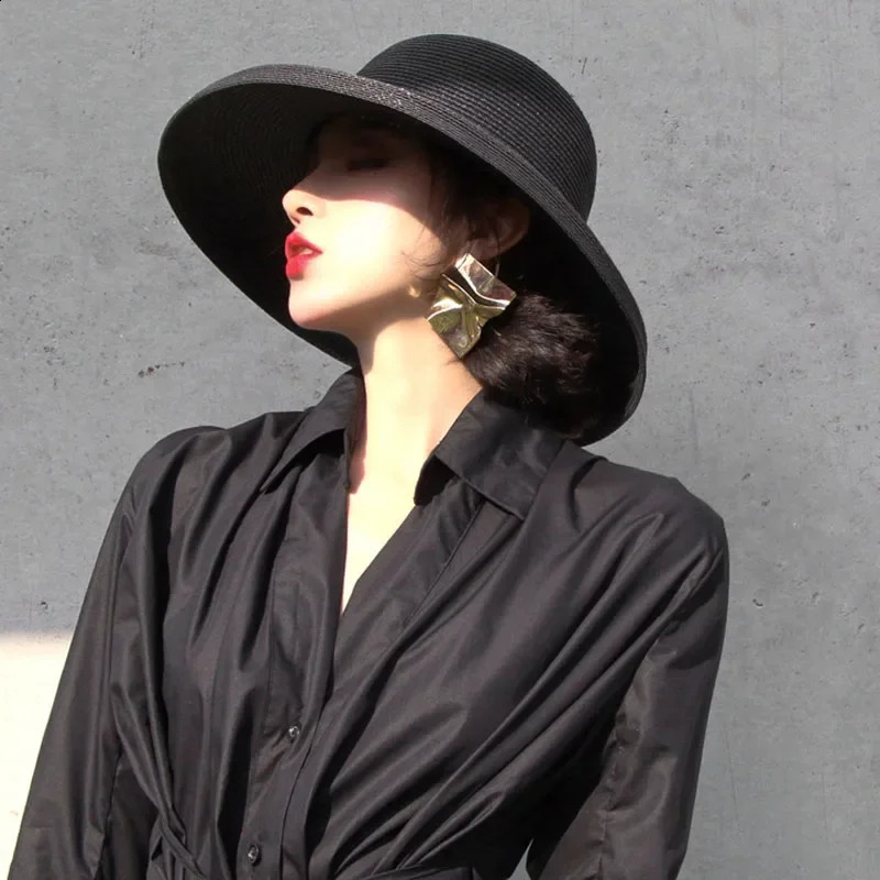 MAXSITI U Summer Hepburn Style Vintage Straw Hat Women Girls Solid Color Beach Holiday Big Sun Cap 250303