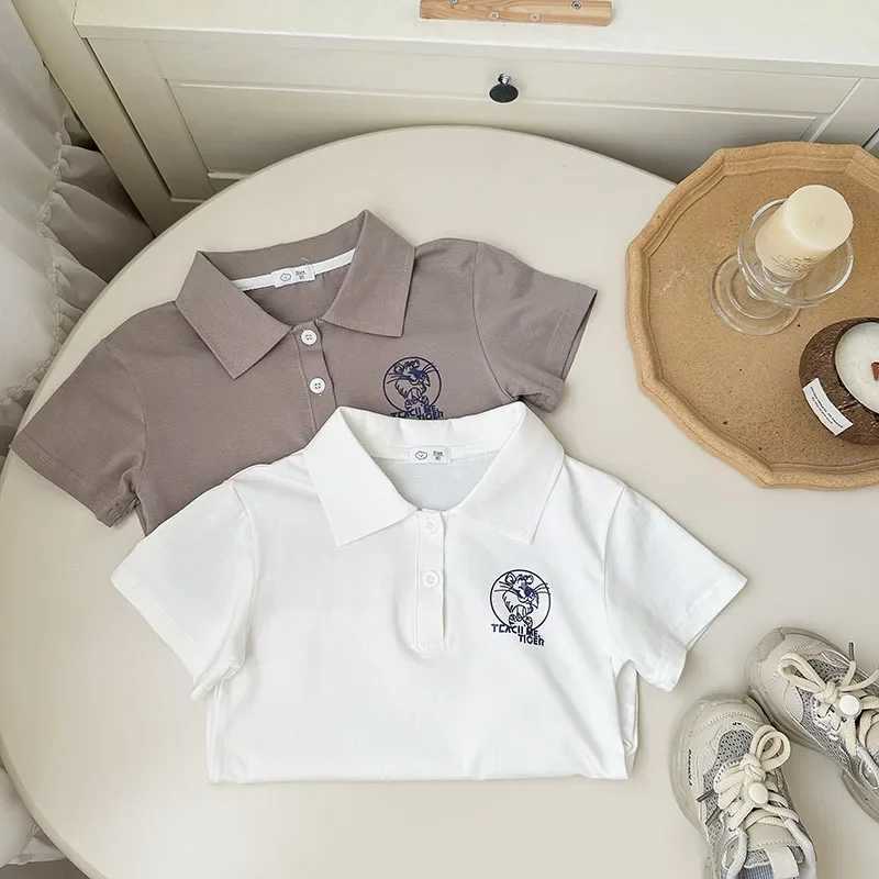 Baby Girls Boys Polo Shirt Kids Short Sleeved White Shirts School Uniform Top Tees 2025 Summer Childrens Casual ClothingT250306