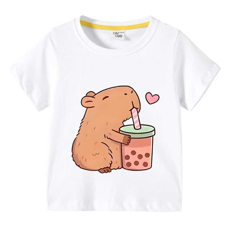 Capybara Kids Basic T-shirt 3 to 10 Years Children Casual Clothes Boys Girls Round Neck Tops Kids Capibara Birthday GiftsT250306