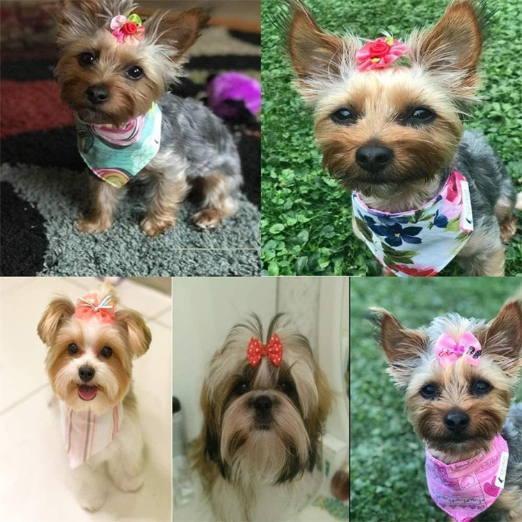 100PCS Cute Handmade Puppy Dogs Hair Bows Pet Dog Hairs Accessories Flower Bows Dog Grooming Bows for Small Dogs Pet Products LT1628