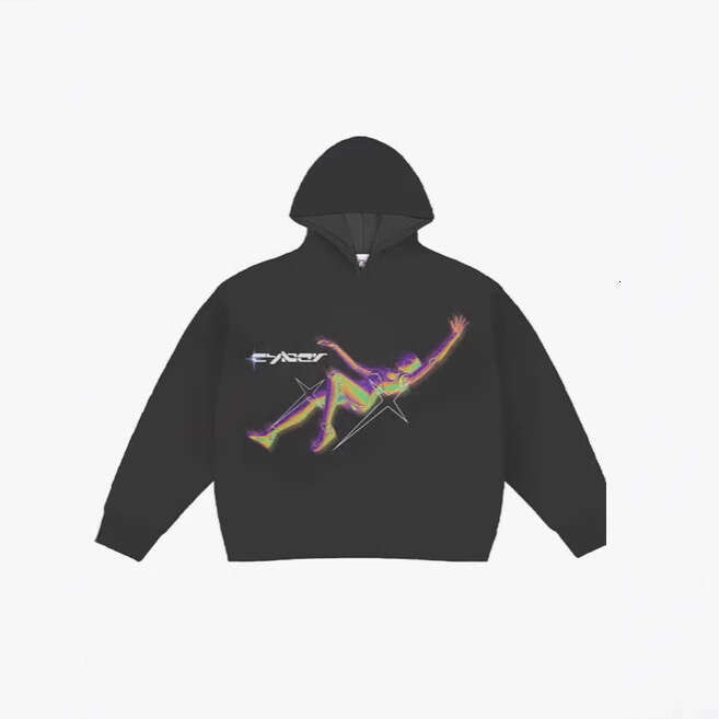 American style design high street trendy unisex hip-hop loose casual versatile black hoodie gift for man