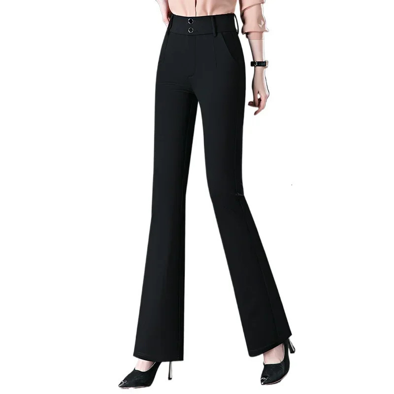 Grey Womens Micro Flare Pants High Waist Elastic Slim Trousers Fashion Casual Asian Size 2732 Black Khaki Available 250306