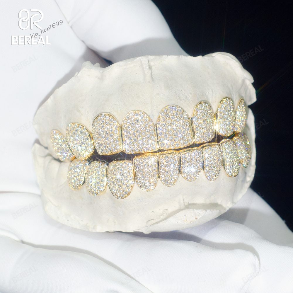 Custom 10K 14K 18K Gold Vvs Moissanite Pendant Grillz Iced Out Round Brilliant Cut Diamond Hip Hop Teeth Pendant Jewelry