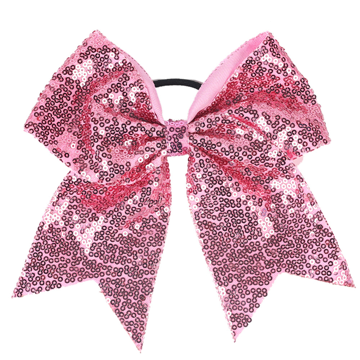 Children Large Glitter Cheer Hair Bows Girls Colorful Sequin Kids Solid Color Bow Elastic Hairbands Ponytail Kids Hair Band Ties Hair Accessories MA07