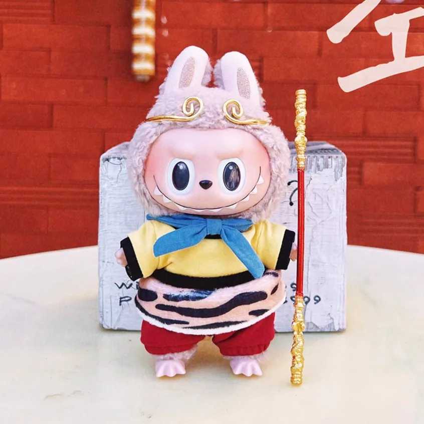 15cm Labubu Sitting Party Clothes Sitting Posture Cloth Doll Clothes Sun Wukong Minions Small Animals Vinyl Suit Doll ClothesT250306