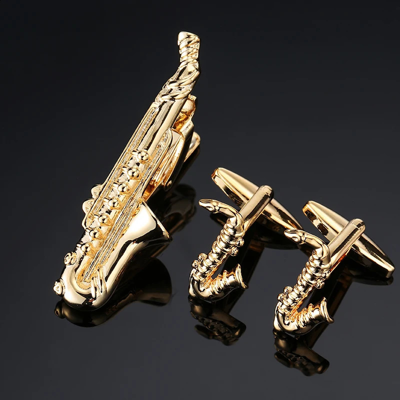 High Quality Cuff links necktie clip for tie pin mens gift Classic pattern bars cufflinks set Men Jewelry 250228