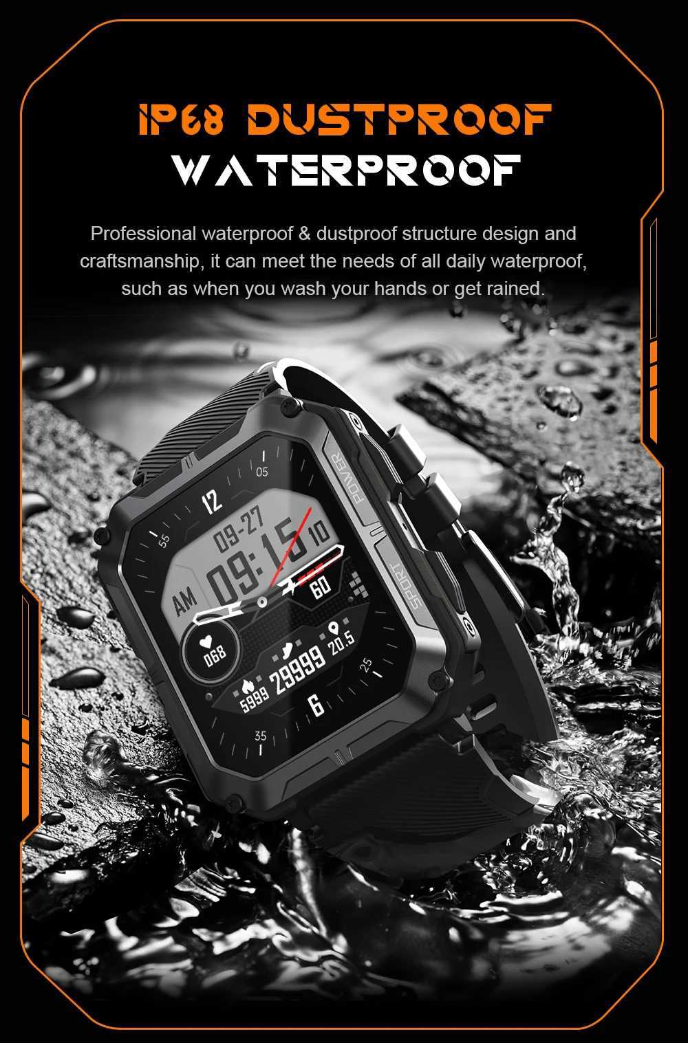 CUBOT C20 Pro SmartWatch 1.83-inch IP68 Waterproof Sport Watch for Men Heart Rate Fitness Tracker 24H Health Monitor Phone Call O250306