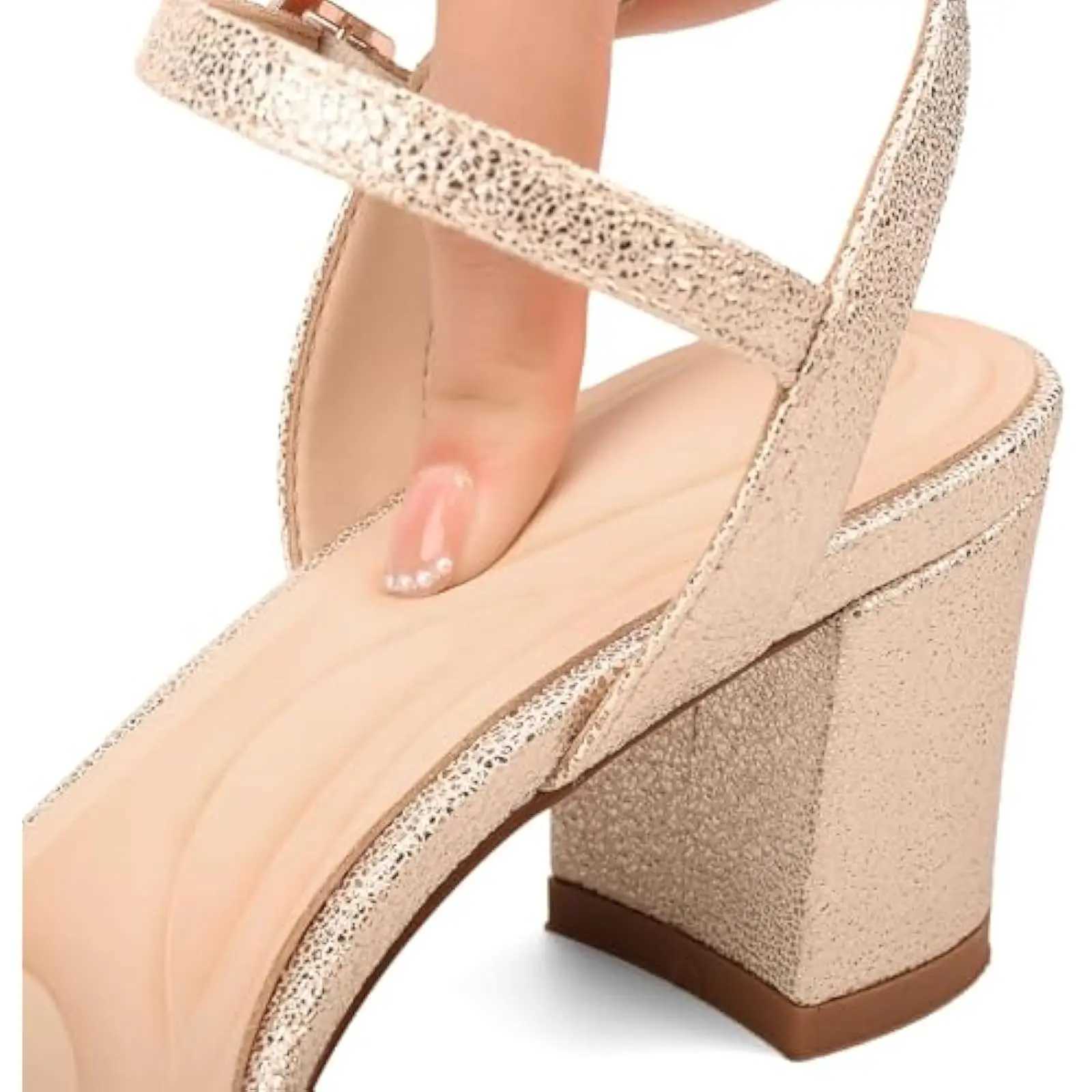 Gold Low Chunky Heel Pumps Sier Open Toe Sandals for Wen Elegant Wedding H for Prs and Parties Y250306