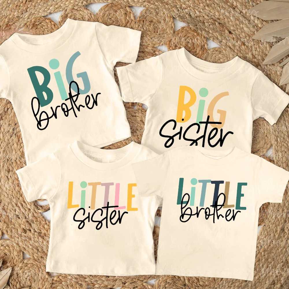 Big Brother Little Sister Printed Kids Shirt Summer Sibling T-shirt Tops Boys Girls Short Sleeve Tee Clothes Child Retro Outfit T250603