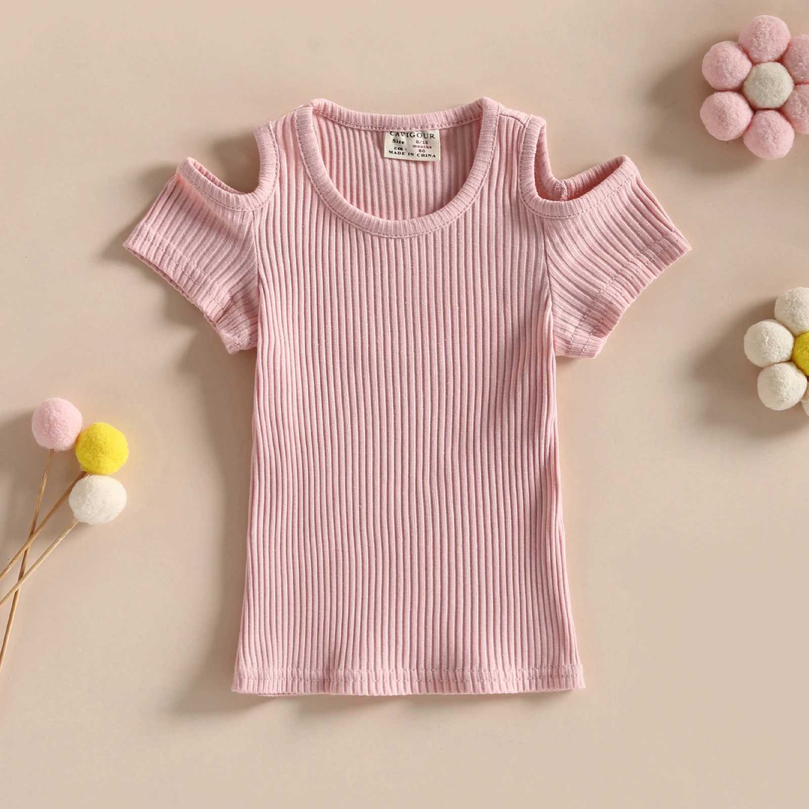 Pudcoco Kid Infant Shirts Short Sleeve Round Neck Knitting Street Party Casual Cutout Spring Summer Tops for Baby Girls 0-3TT250306