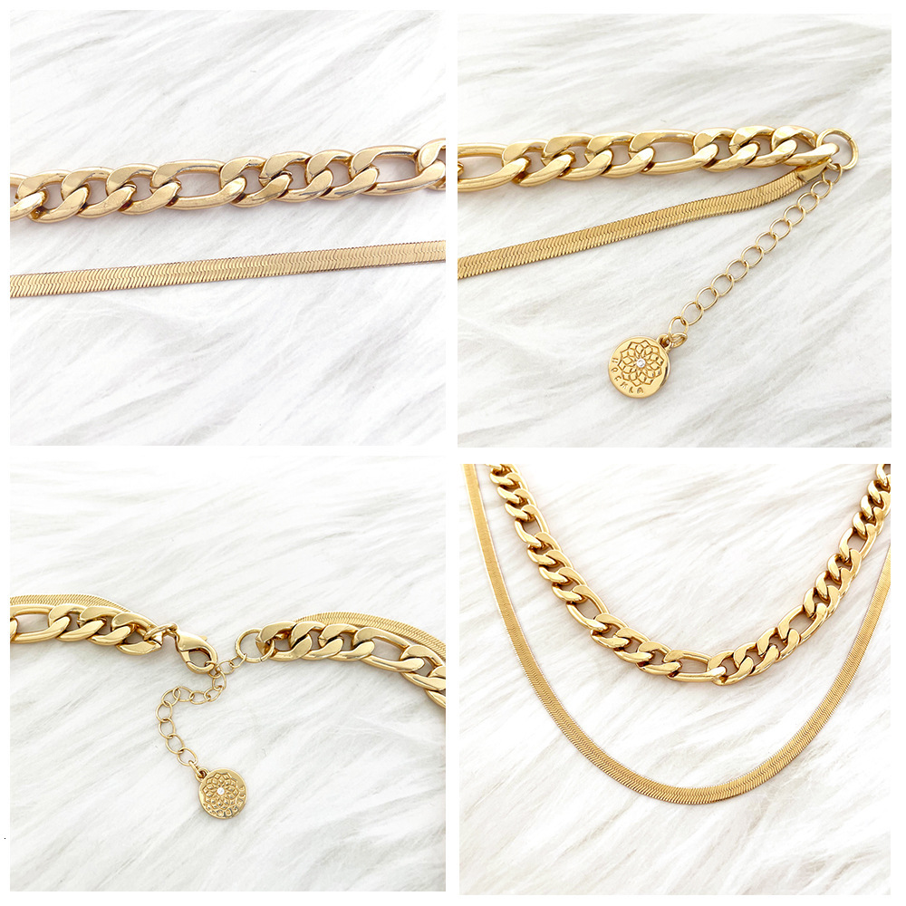 Fashion Simple Double Snake Bone Chain Creative Personality Alloy Laminated Necklace Women Designer Jewelry