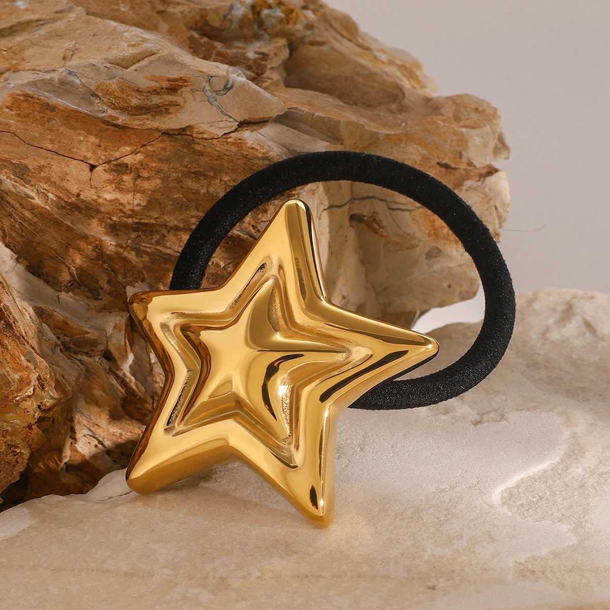 Youthway Stainless Steel Metal Five Point Elastic Hairband Rope Waterproof 18K Gold Plated Hair Jewelry 2024 X250306