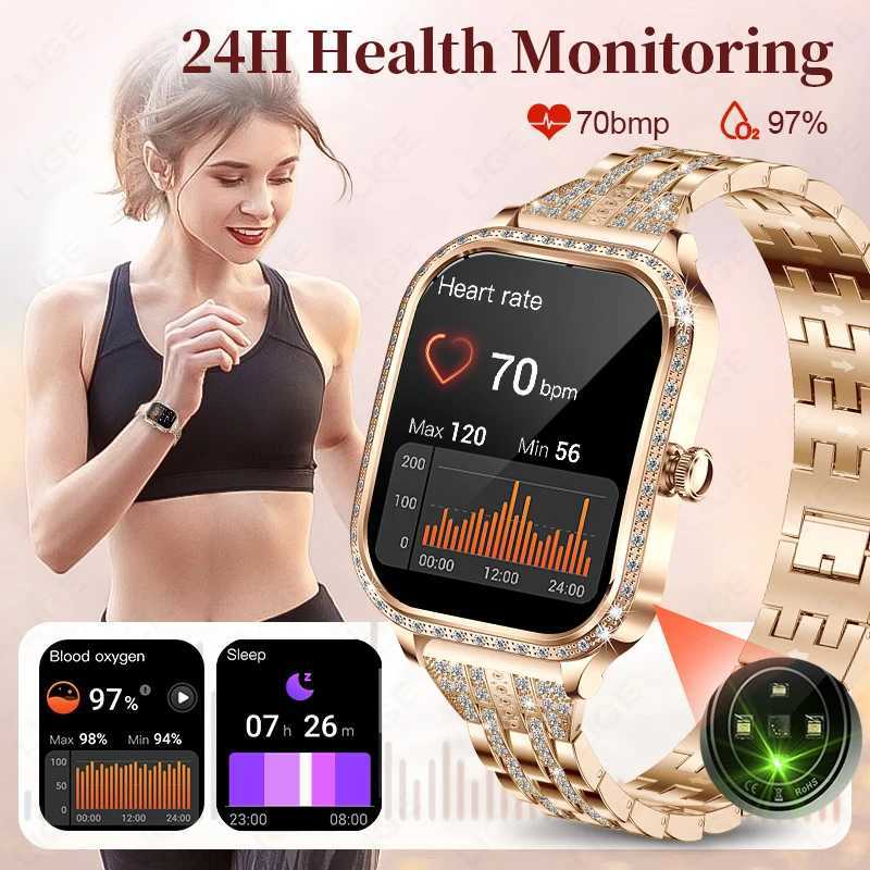 LIGE Smart Watches for Women Waterproof BT Call Fitness Tracker Smartwatch Women Digital Womens Watch Heart Rate Monitor M250227
