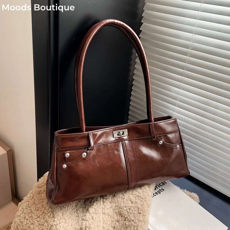 Jeans Styg Underarm Shoulder Bags For Women Bright PU Leather Armpit Satchels Casual Street Tote 2025 Latest Designer Handbag