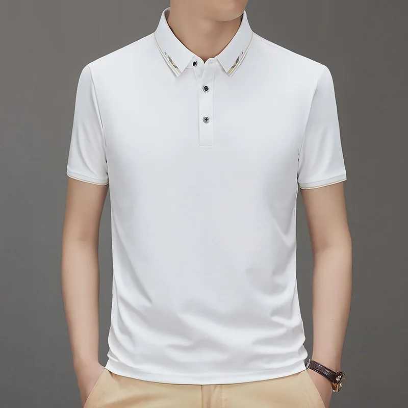 2025 Summer New Style Mens Middle-aged and Young Lapels with Mulberry Silk Fashion Casual Short-sleeved T-shirt POLO Shirt X250306