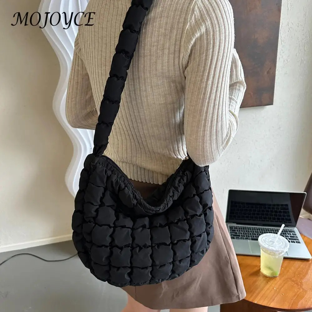 Fashionable Ladies Quilted Pleated Sling Bag Large Capacity Versatile Cloud Purse Stylish Handbag for All Occasions 250306