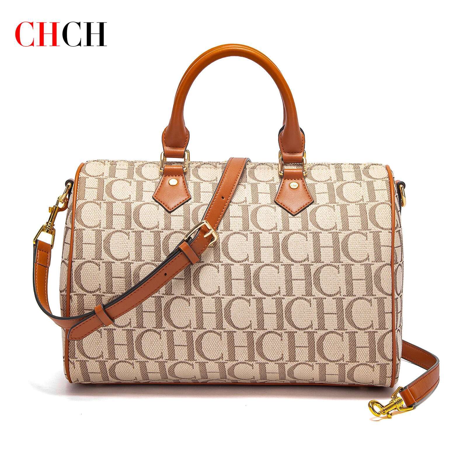 CHCH Women's Pillow Autumn/Winter New Collection Letter Handbag Brown Boston Bag