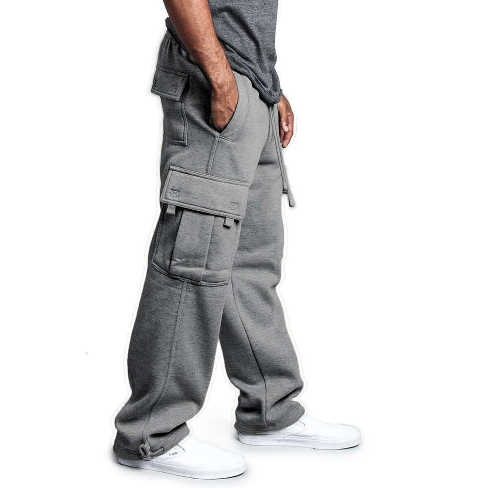 Men's multi pocket workwear European and American hih street trendy brand retro le tied pants, men's hair collection 2025 new casual versati