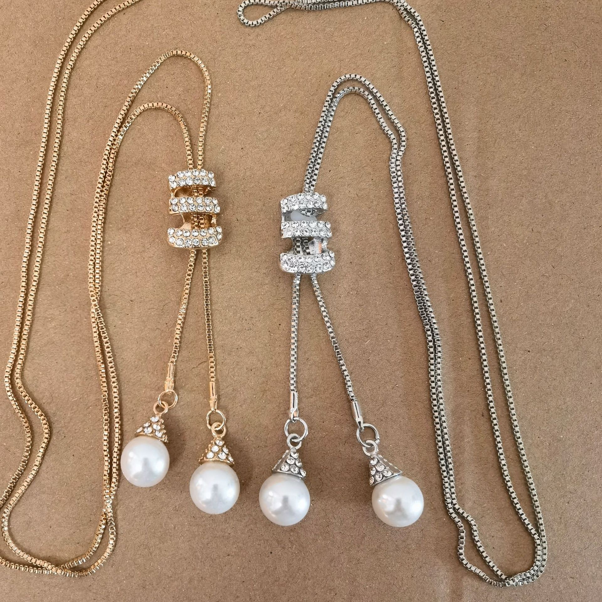 Long Pearl Necklace Female Korean Fashion Crystal Fringe Pendant Autumn And Winter Jewelry