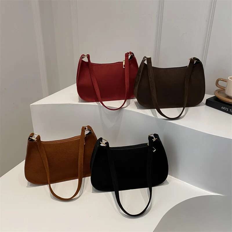 Texture Red Fashion Women's New Suede Single Shoulder Crossbody Bag Small Underarm Hobo Bags