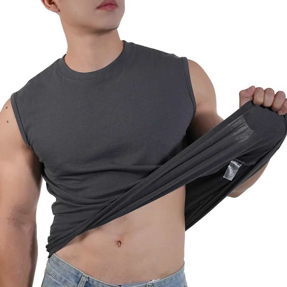 1PC Mens Tank Tops 100% Cotton O Neck Sleeveless Shirt Male Breathable Sports Undershirt Vest Men Casual Quickly Dry Tee 50-95kgT250318