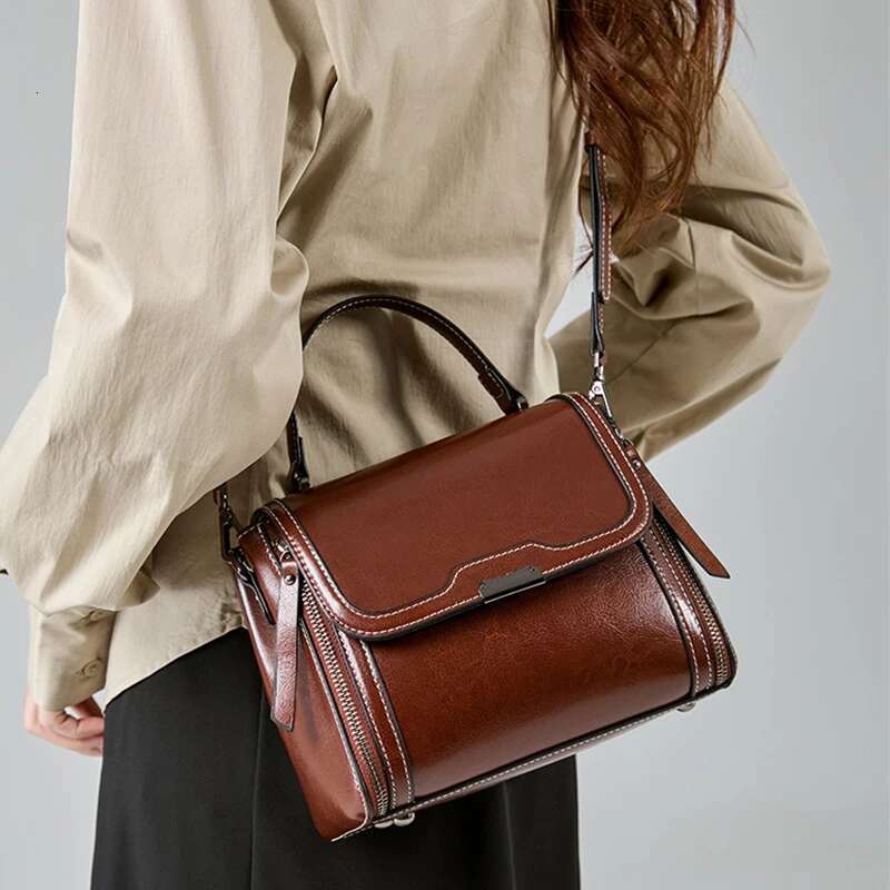 Cowhide Women's Tote Bag 2024 New Genuine Leather Shoulder Crossbody Bags High Quality Vintage Female Handbag 6241