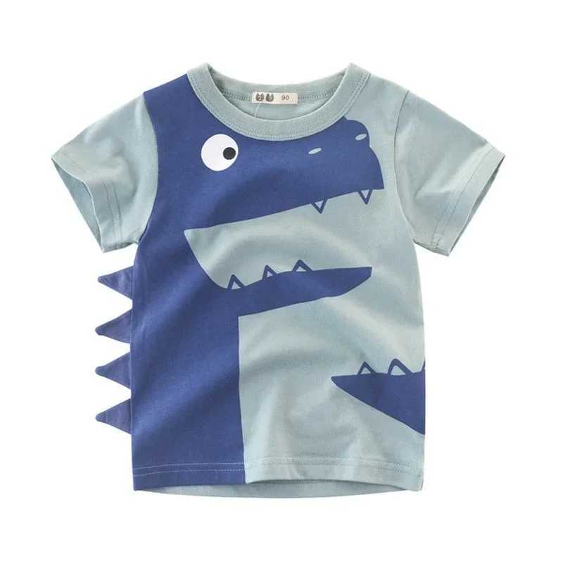 2025 Cartoon Print Baby Boy Dinosaur T Shirt For Summer Infant Kids Boys Girls Lion T-Shirts Clothes Cotton Toddler Letter TopsT250306
