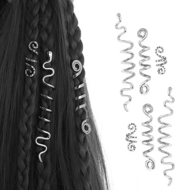 Ethnic spiral hair accessories set alloy snake round dreadlocks hair loop buckle X250306