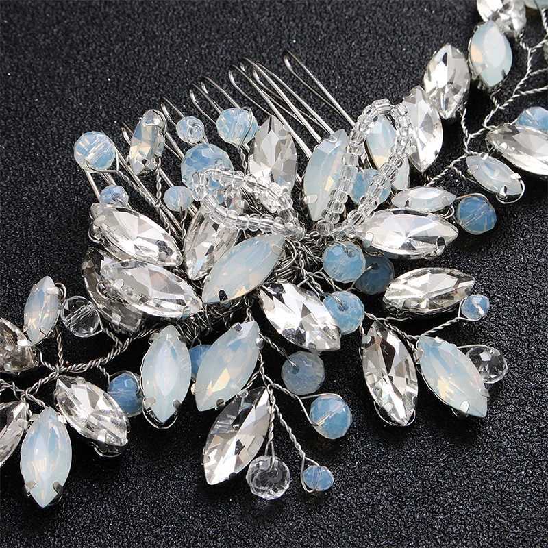 llo Newest Blue Opal Crystal Bridal Hair Cbs Clips Wedding Hair Accessories Jewelry Fashion piece X250306
