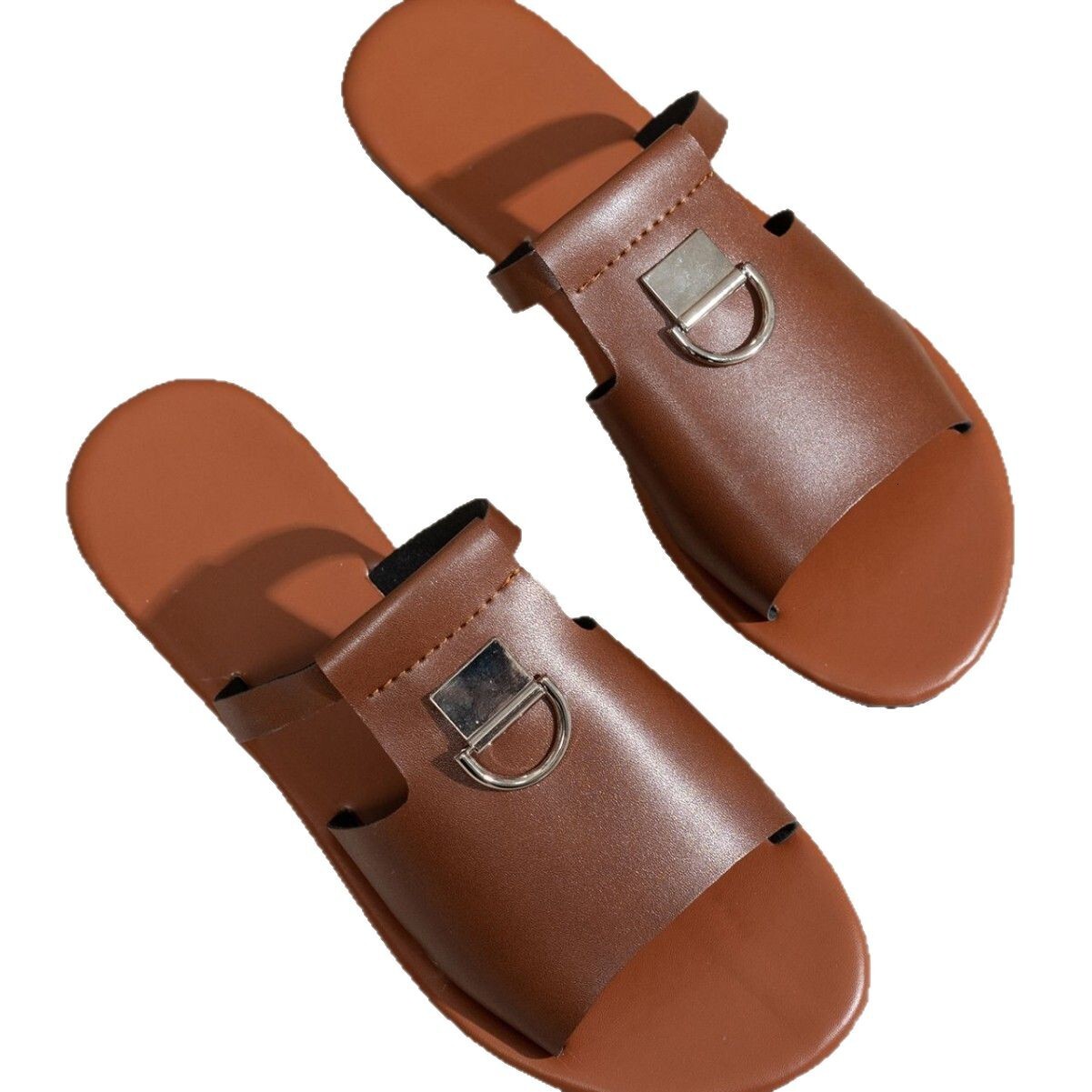 2025 Spring/Summer New Large Women's Flat Solid Color Beach Sandals #ddmykukumalu