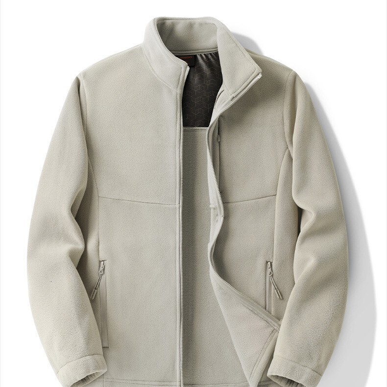 Outdoor windbreaker, loose fitting couple simple solid color fleece warm jacket, trendy clothing for autumn and winter