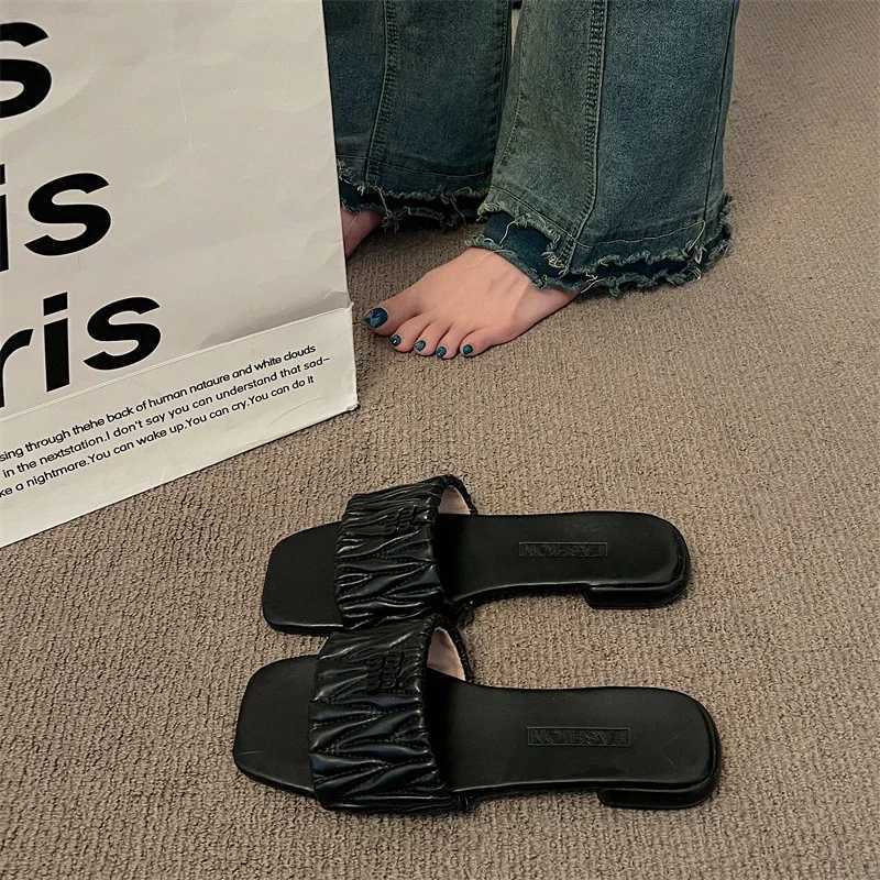 Luxury wens slippers 2024 summer open-toed beach shoes outdoor leisure and flat slippers beach flip flops Y250306