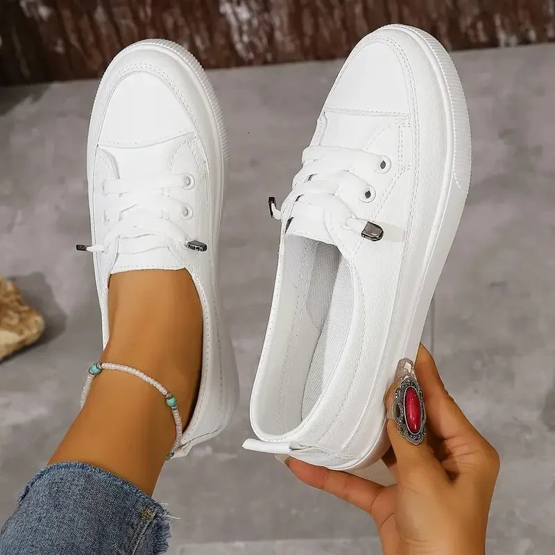 Wear-resistant Lightweight Breathable Solid Color Flat Sneakers Comfortable Casual Running Shoes Zapatillas Deportivas Mujer 250305