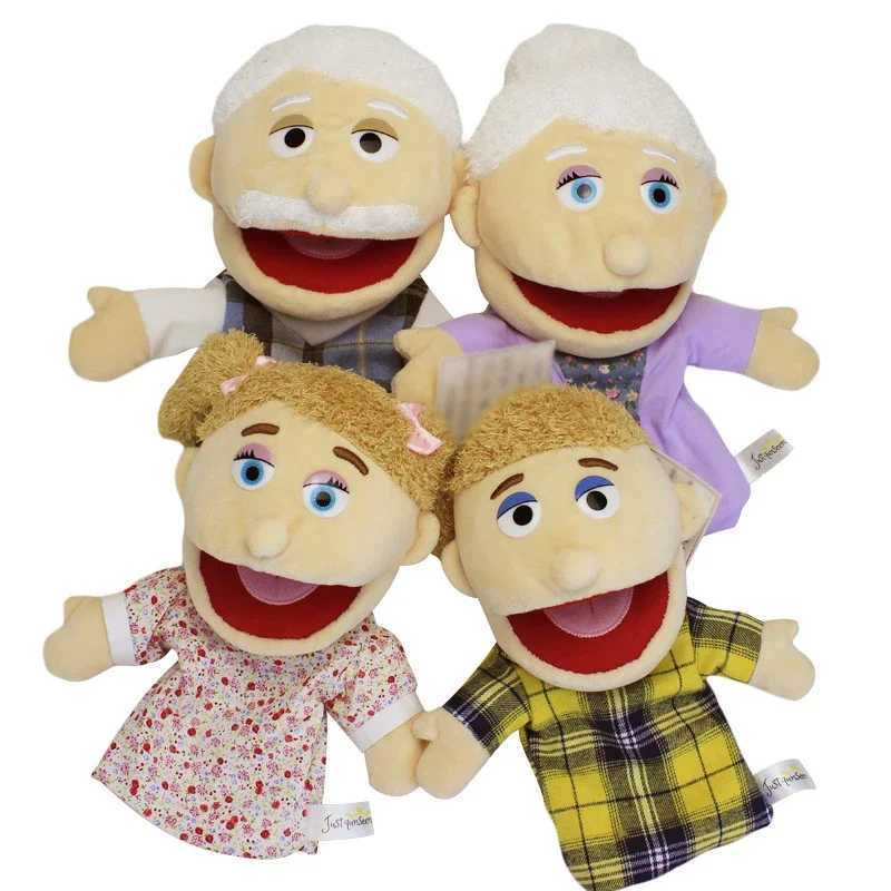 Free shipping Lovely Family Hand Mouth Opening Plush Role Playing Puppets For Children Storytelling Teaching Toys