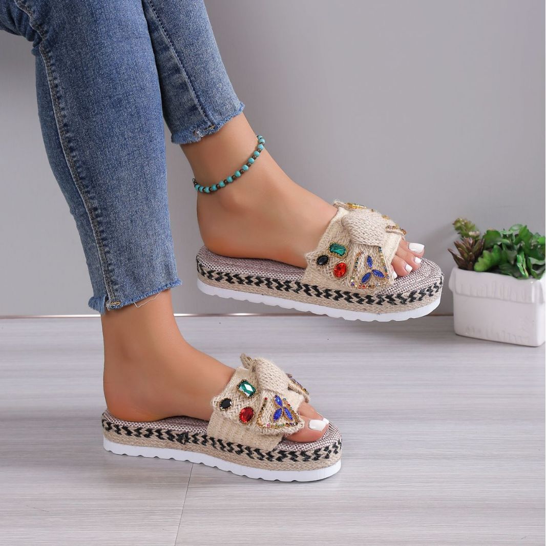 2025 Summer New Large Women's Thick Bottom Cool Trailer Ins Wind Beach Sandals Bow #ddmykukumalu