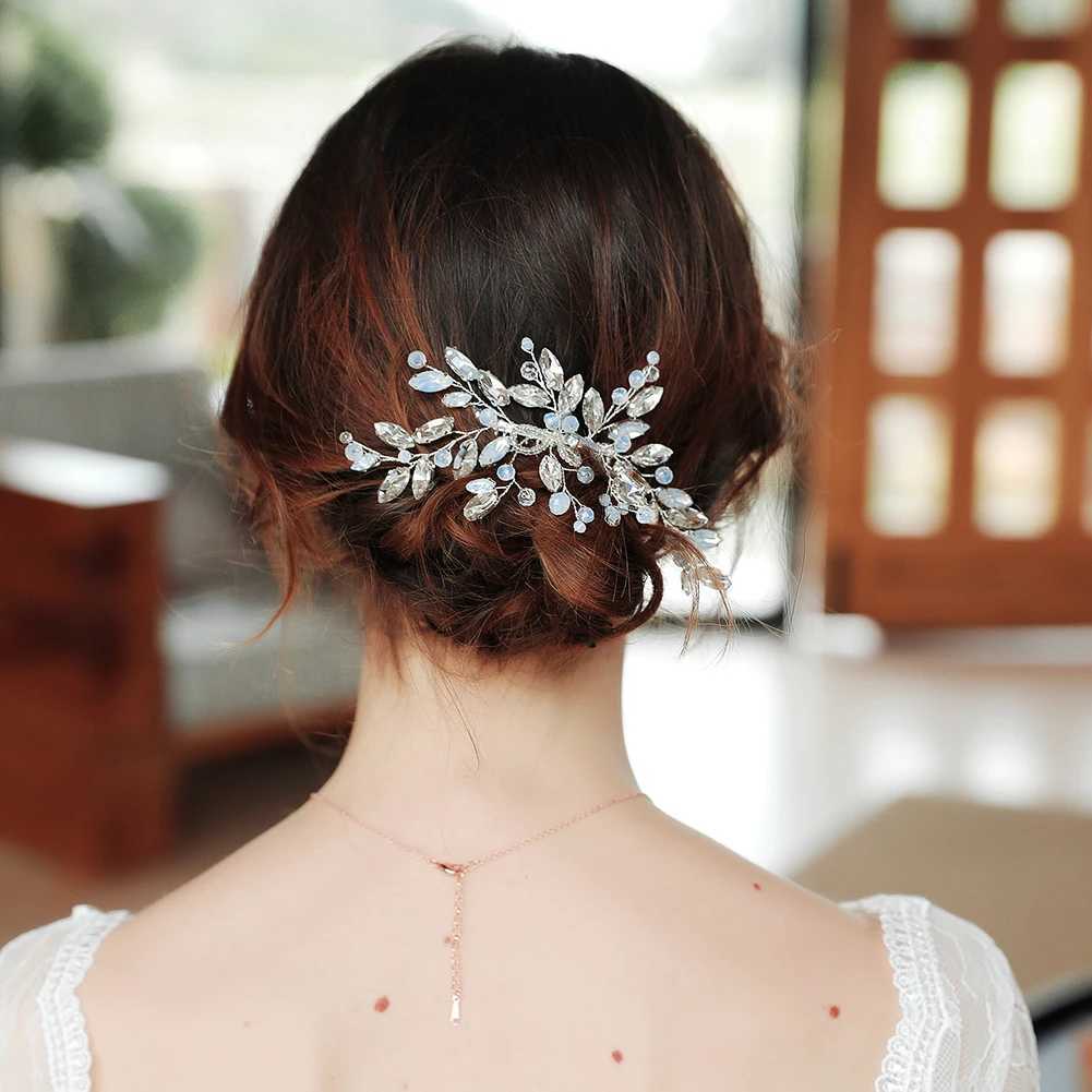 llo Newest Blue Opal Crystal Bridal Hair Cbs Clips Wedding Hair Accessories Jewelry Fashion piece X250306