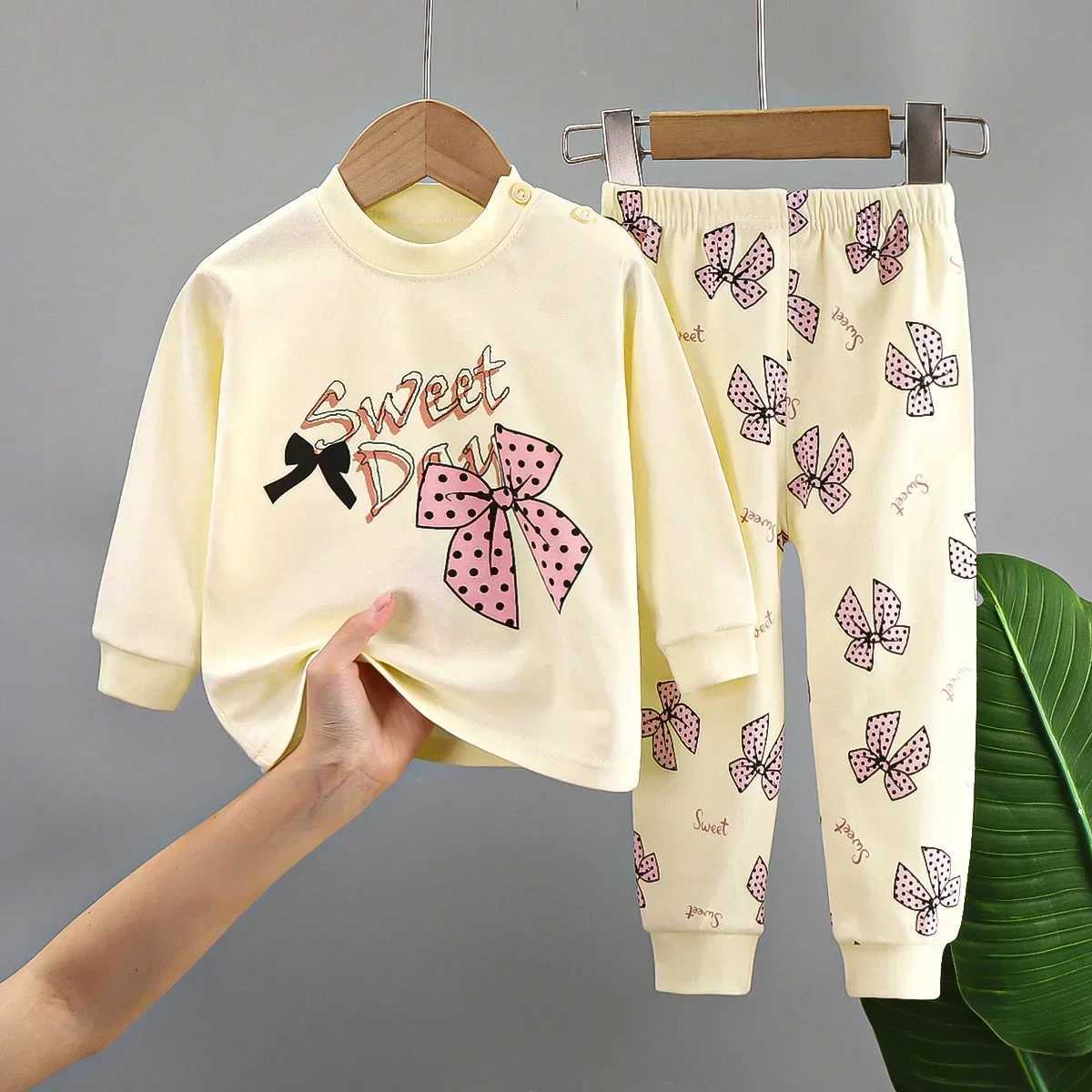 New Kids Boys Girls Pure Cotton Pyjamas Cute Cartoon Long Sleeve Pyjamas Toddler Baby Autumn Sleepwear Childrens Clothing Sets M250306