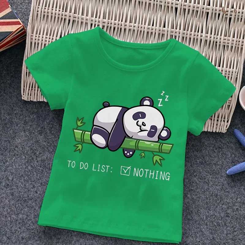 2022 Summer Kids Fashion Cartoon T-Shirt Funny panda Print Boys Girl summer Tees Children Harajuku Baby Tshirts 2-14Y Tops 2022T250306